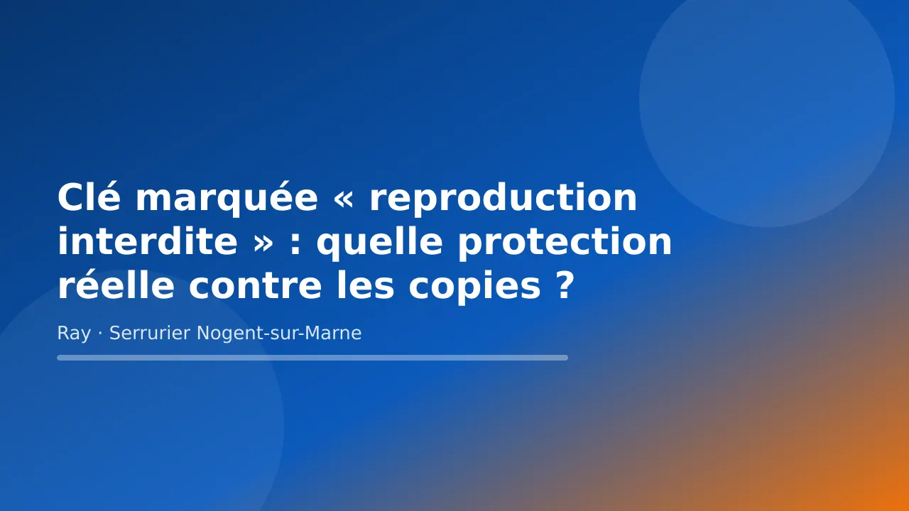 Visuel de couverture « Clé marquée « reproduction interdite » : quelle protection réelle contre les copies ? » – conseils de Ray, serrurier à Nogent-sur-Marne