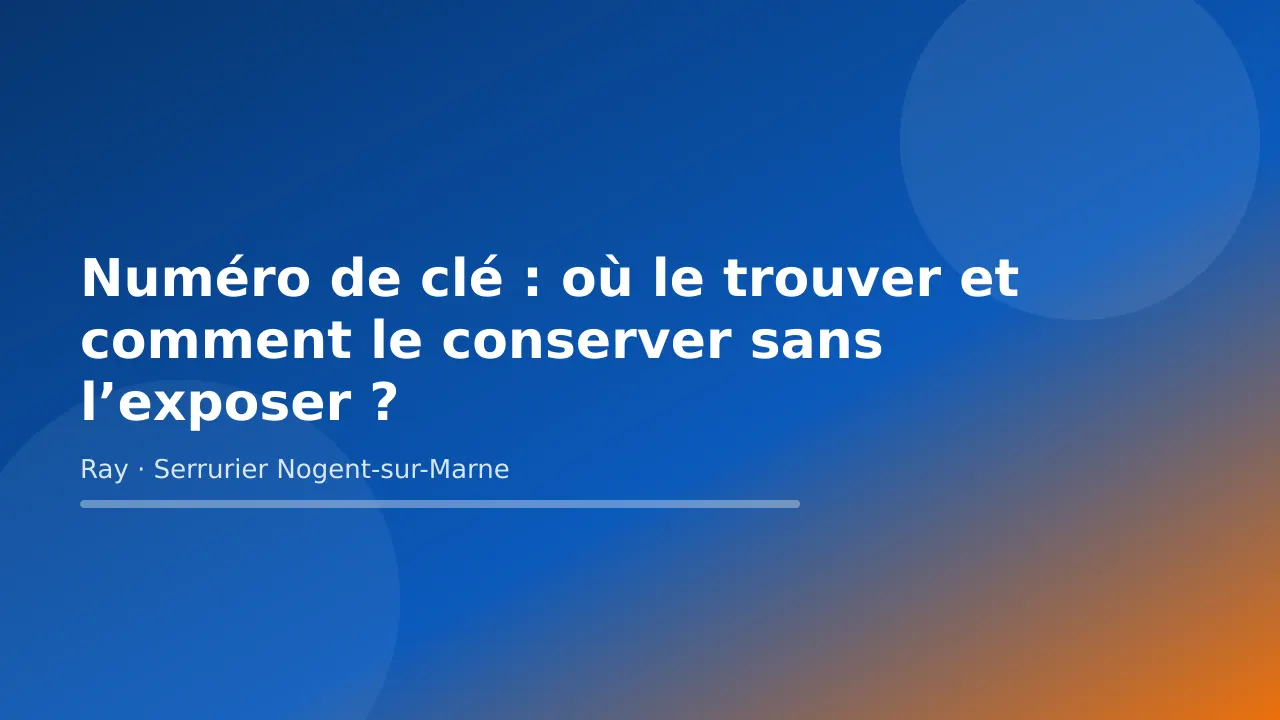 Visuel de couverture « Numéro de clé : où le trouver et comment le conserver sans l’exposer ? » – conseils de Ray, serrurier à Nogent-sur-Marne