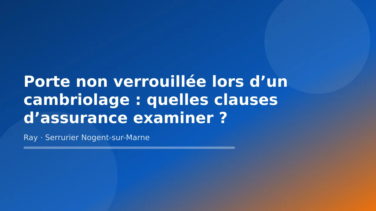 Visuel de couverture « Porte non verrouillée lors d’un cambriolage : quelles clauses d’assurance examiner ? » – conseils de Ray, serrurier à Nogent-sur-Marne