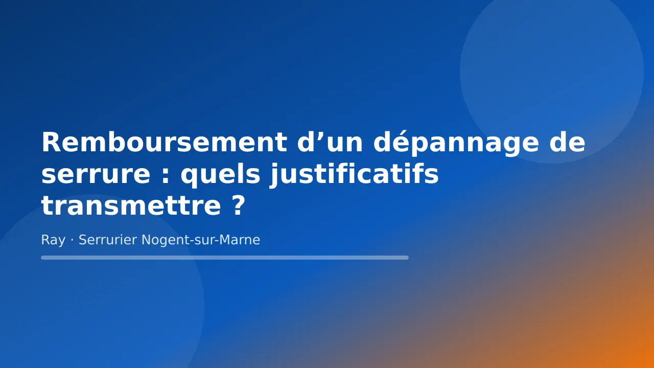 Visuel de couverture « Remboursement d’un dépannage de serrure : quels justificatifs transmettre ? » – conseils de Ray, serrurier à Nogent-sur-Marne