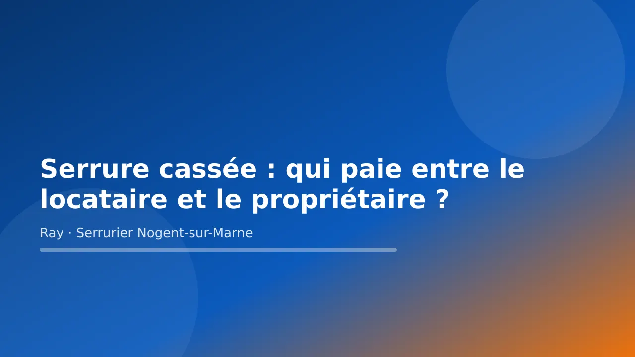 Visuel de couverture « Serrure cassée : qui paie entre le locataire et le propriétaire ? » – conseils de Ray, serrurier à Nogent-sur-Marne